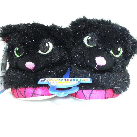Build A Bear Knight Magic Kitty Slippers Child Medium 12-13 Cat Kid Black - Picture 1 of 5